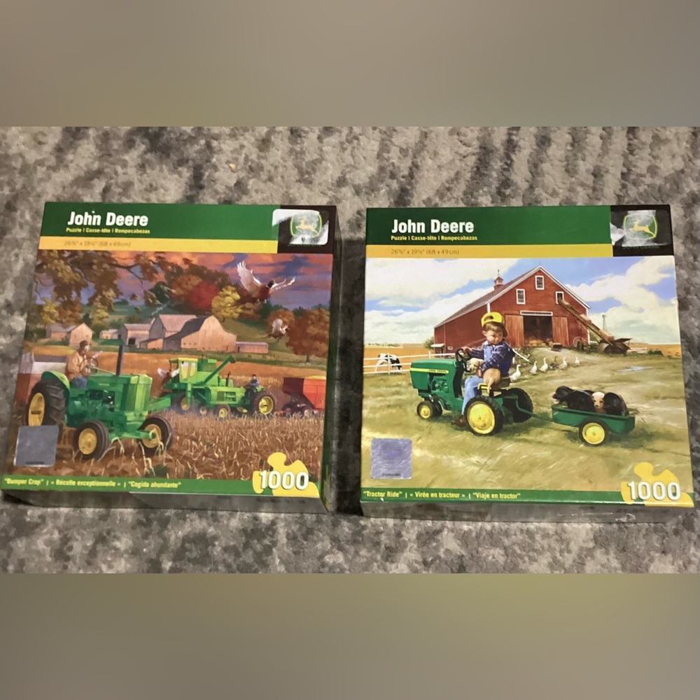 John Deere 1000 Piece Puzzles (2) “Bumper Crop” “Tractor Ride” Licensed Product